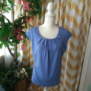 Ann Taylor Ladies Size L Purple Pleated Neck top
